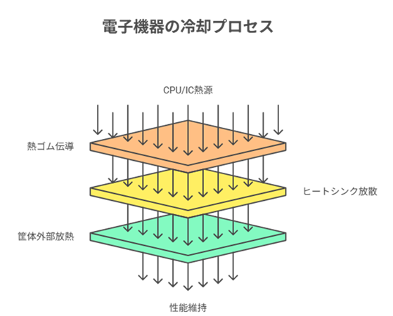 電子機器の冷却プロセス