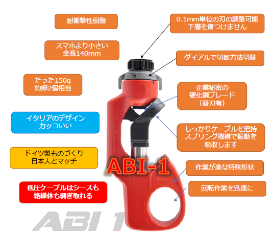 ケーブルや電線の被覆剥ぎ取り